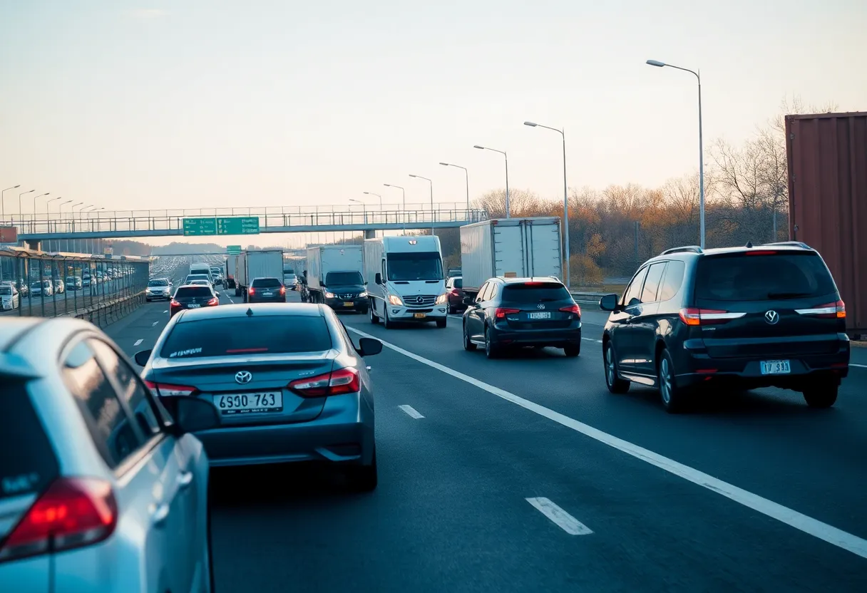 Traffic jam on Highway 281 due to an accident