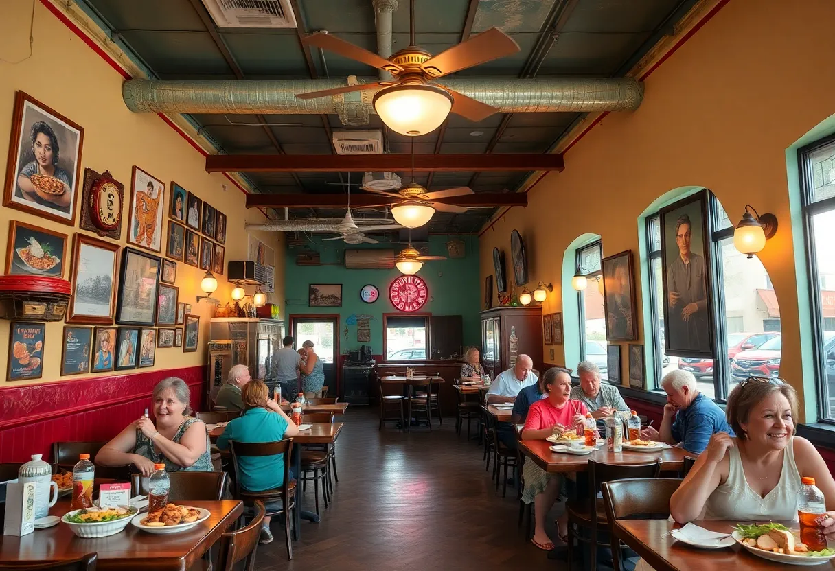 Interior of a historic San Antonio restaurant with diverse dining experience.