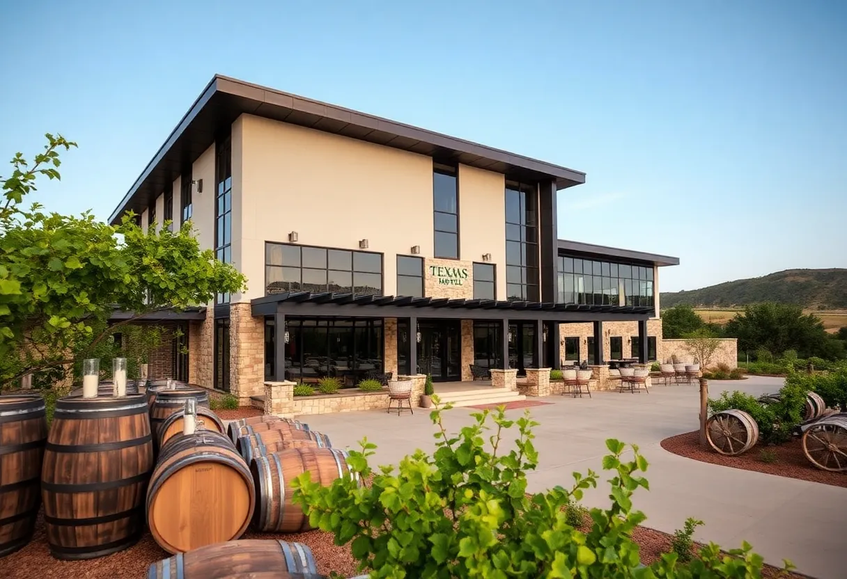 Home2 Suites hotel near Texas Wine Trail surrounded by vineyards
