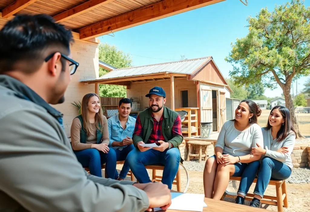 Small business owners receiving guidance on loan application