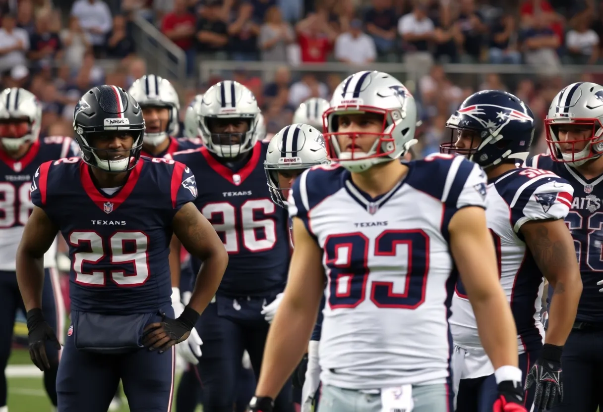 Houston Texans and New England Patriots players in action during AFC Divisional Round