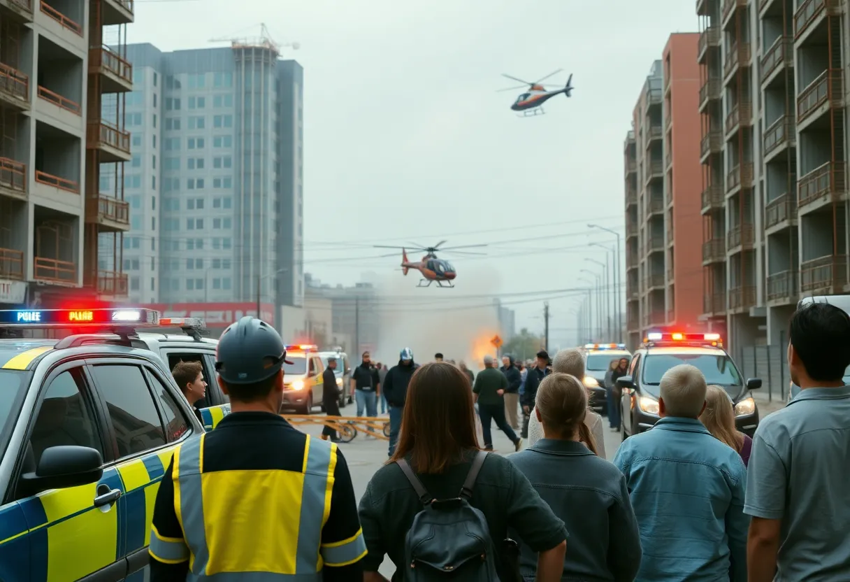 ICE agents conducting an operation at a construction site in San Antonio, Texas.