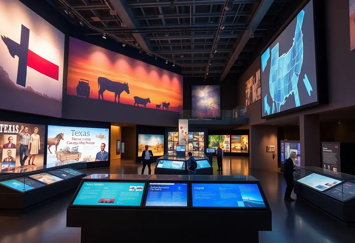Interior of the Institute of Texan Cultures showcasing exhibits