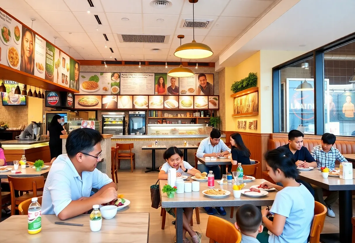 Interior of a Jack in the Box restaurant with customers dining.