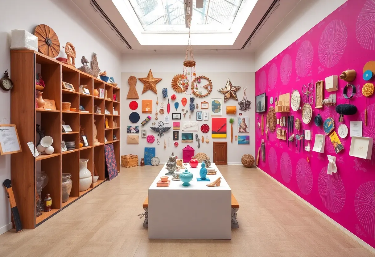 Artwork from the Junk Culture exhibition showcasing collected objects