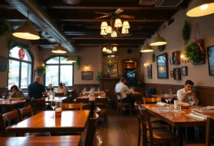 Interior of La Focaccia Italian Grill with patrons dining