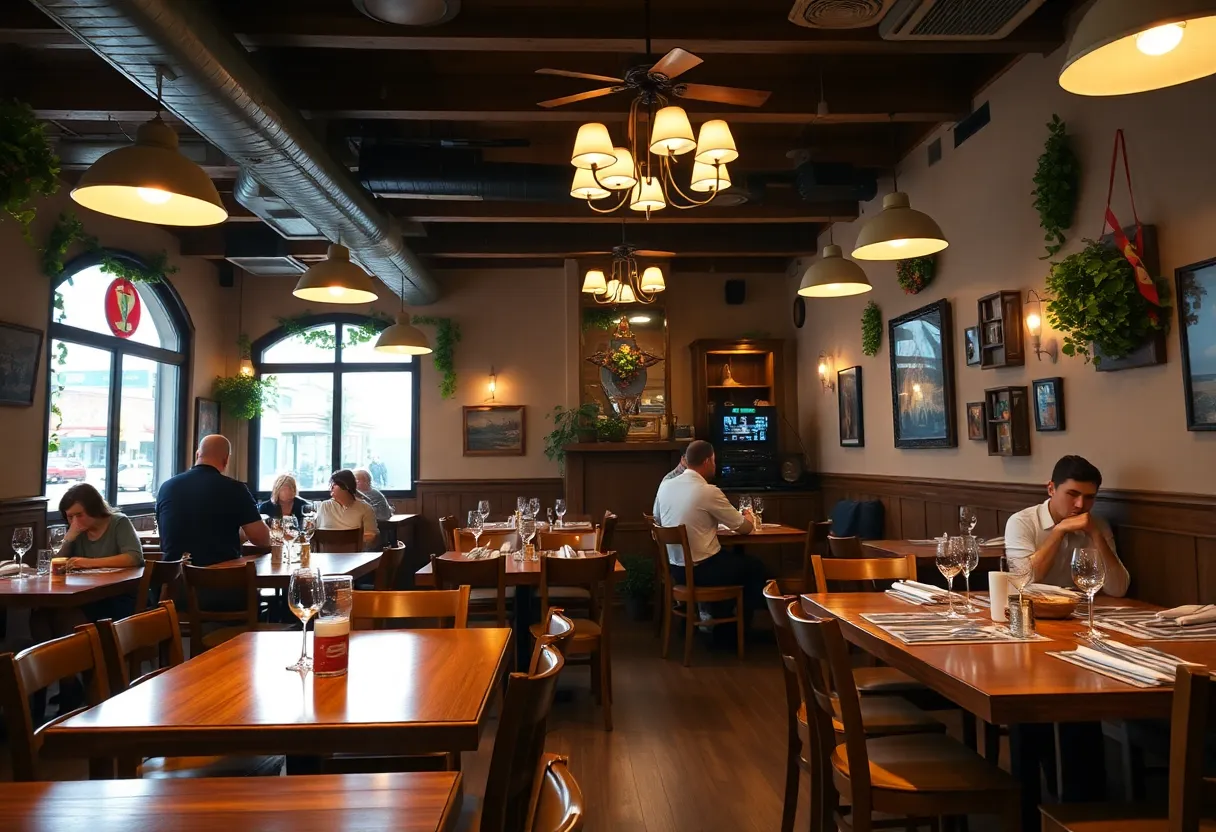 Interior of La Focaccia Italian Grill with patrons dining