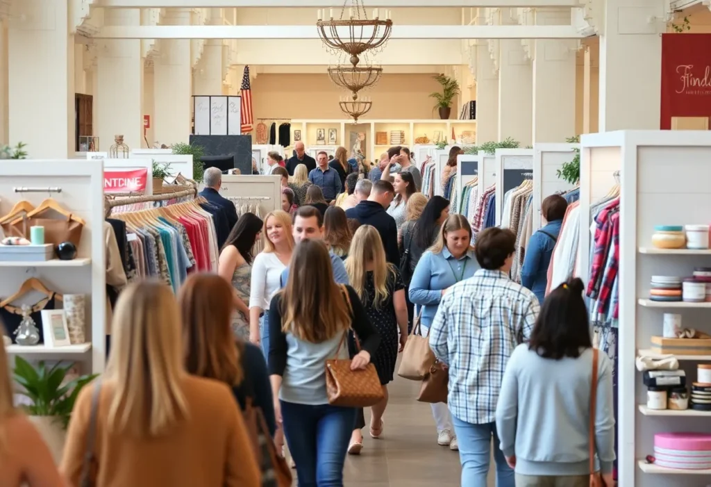 Shoppers at Le Garage Sale in Austin exploring local boutiques