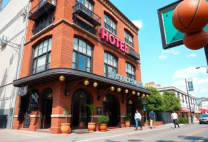 LeBron James spotted outside Hotel Emma