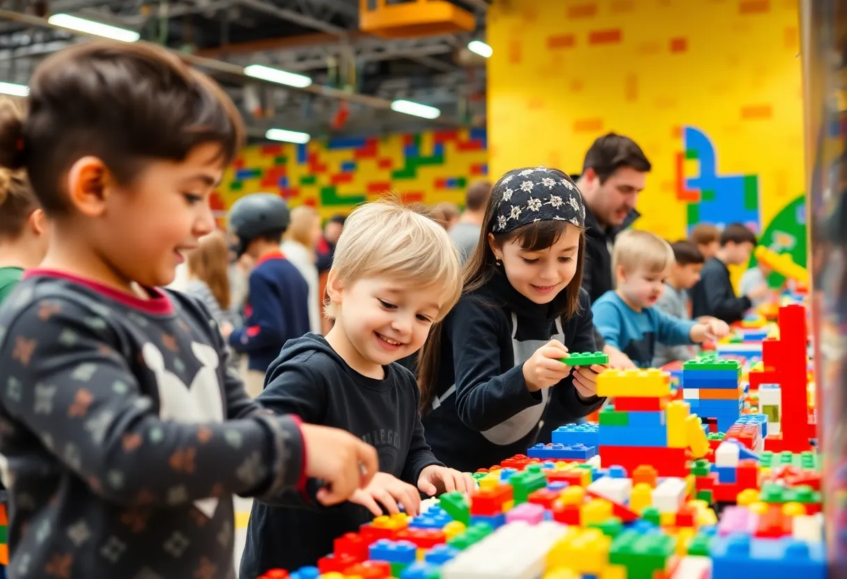 Families engaging in creative activities at LEGO Creativity Academy