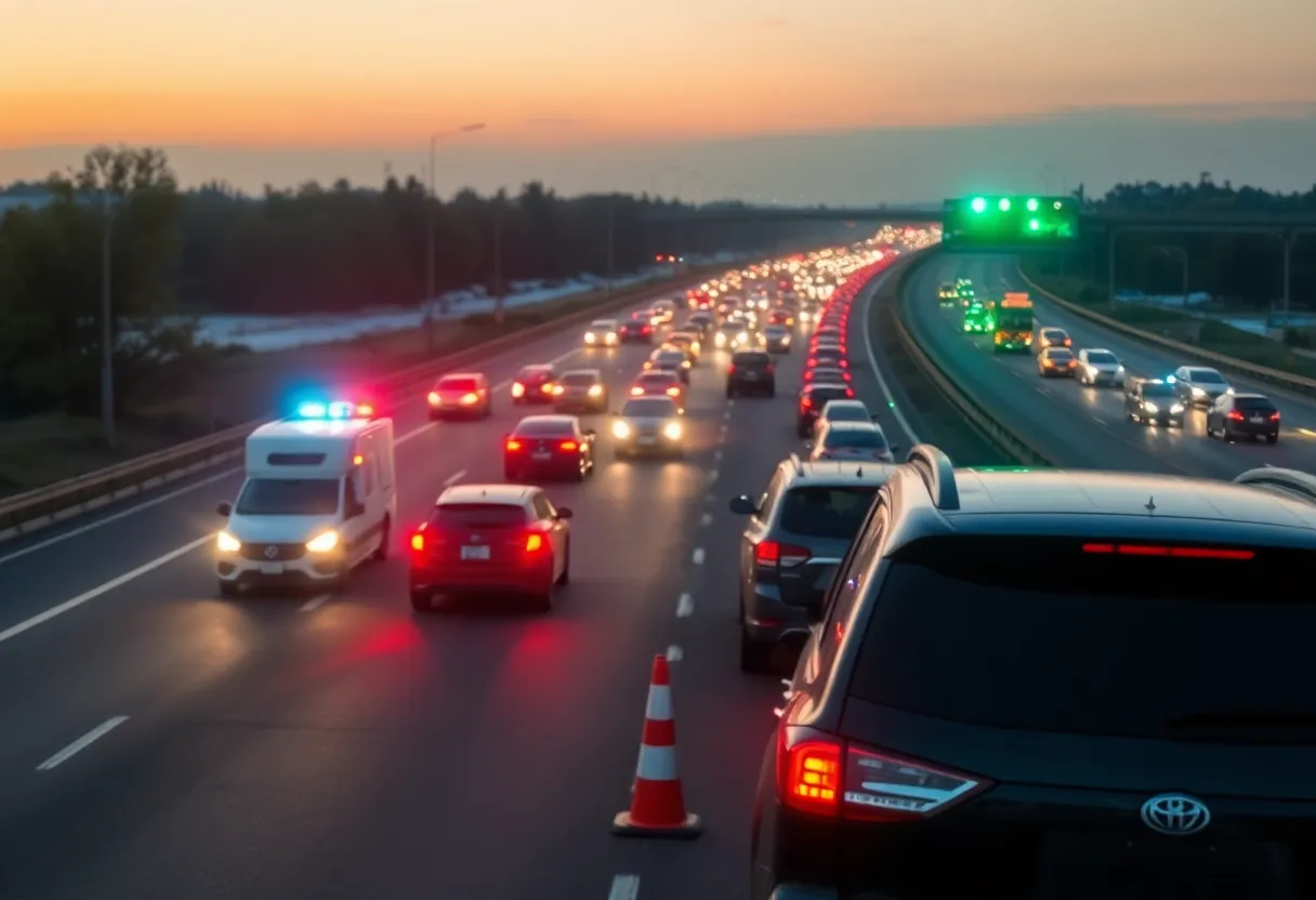 Accident scene on Loop 410 near Marbach Road during rush hour