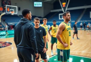 Mavericks players receiving medical treatment and support on the basketball court.