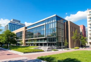Exterior view of the new McCombs School facility in CityCentre, Houston