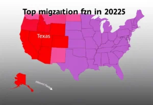 Map showing migration trends with Texas and Florida highlighted.