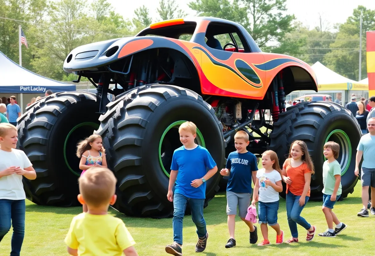 Monster Jam truck event in San Antonio with families and kids