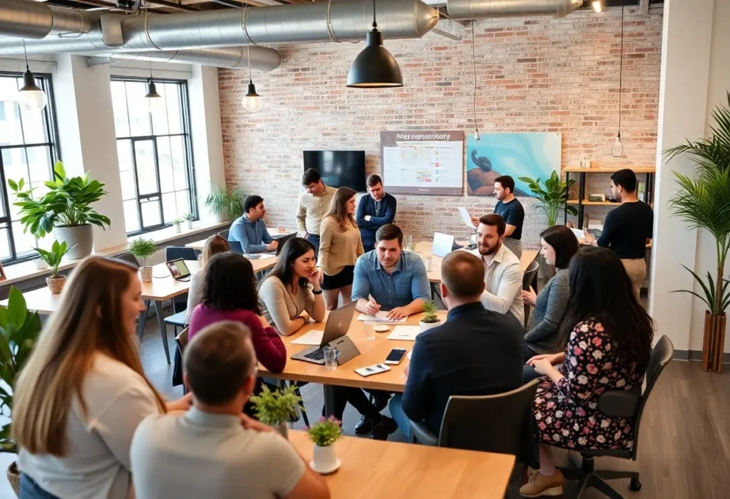 Co-working space in New Braunfels with entrepreneurs at work