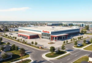 Rendering of Costco warehouse and fuel station in New Braunfels