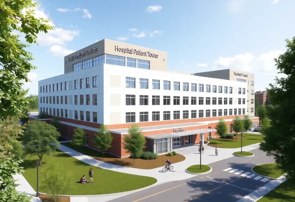 Architectural rendering of the new patient tower at Methodist Healthcare in San Antonio