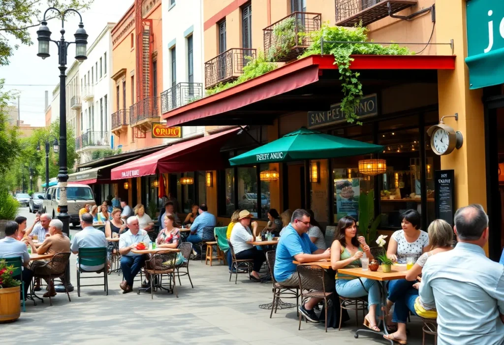 Outdoor dining scene featuring new restaurants in San Antonio