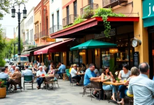 Outdoor dining scene featuring new restaurants in San Antonio