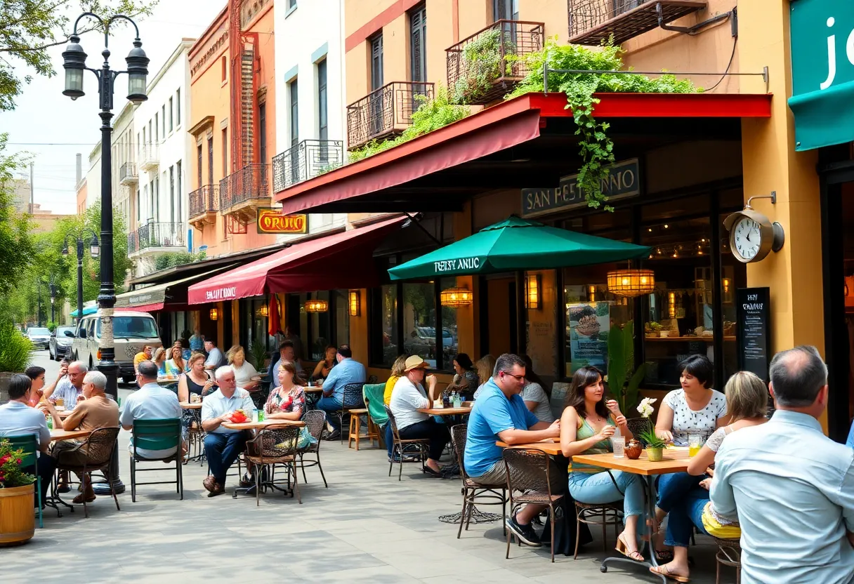 Outdoor dining scene featuring new restaurants in San Antonio