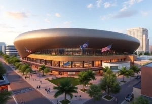 Rendering of the new Spurs arena in downtown San Antonio