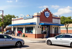 Exterior view of the upcoming White Castle restaurant in The Colony, Texas