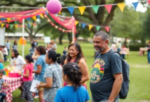 Families at a community event in Northeast San Antonio