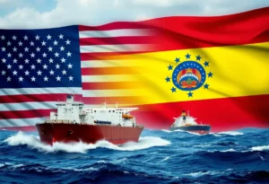 Two oil tankers in stormy waters representing geopolitical tension