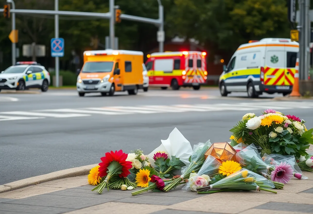 Memorial at the site of the Pearsall car accident