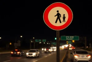 Scene of a pedestrian accident on U.S. Highway 90 in San Antonio.