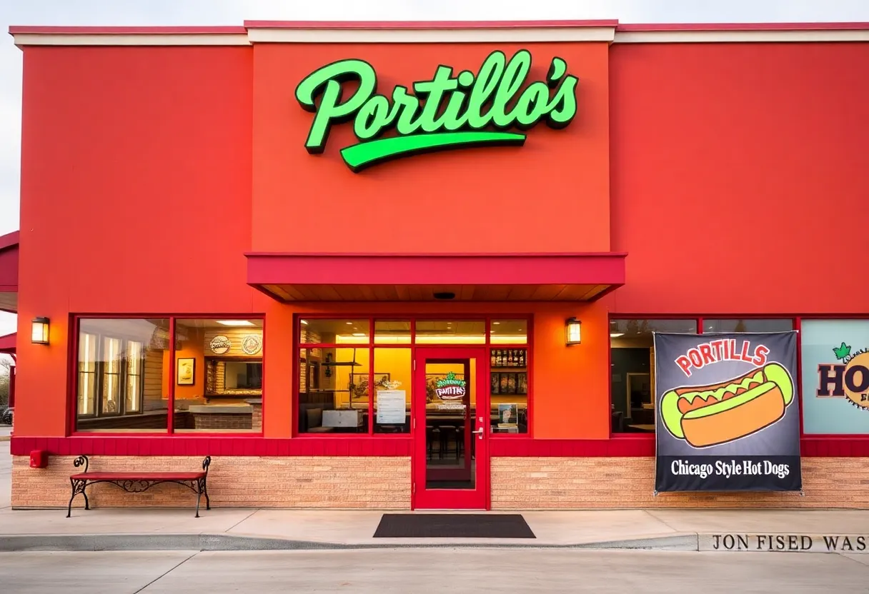 Exterior view of the new Portillo's restaurant in Schertz, Texas.