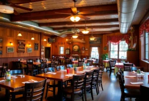 Interior of Roxie's Southern Comfort Eatery featuring family-style dining