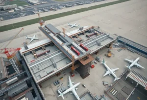 Construction of San Antonio International Airport terminal