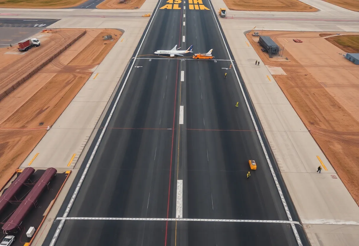 San Antonio International Airport runway under construction