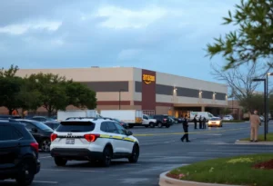 Police investigating a shooting incident at an Amazon warehouse parking lot in San Antonio, Texas.