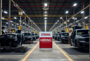 A view of the automotive manufacturing plant in San Antonio illustrating the impact of layoffs.
