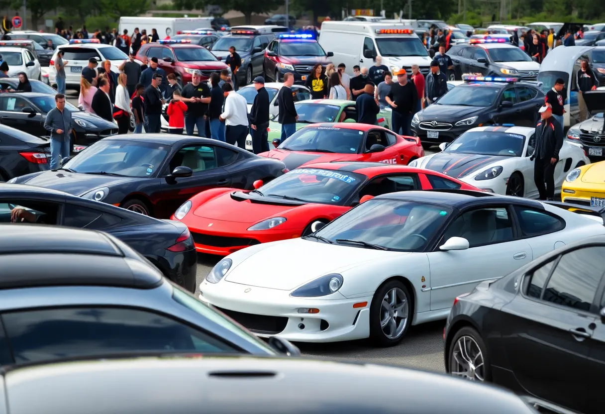 Police operation at a social media car meet in San Antonio