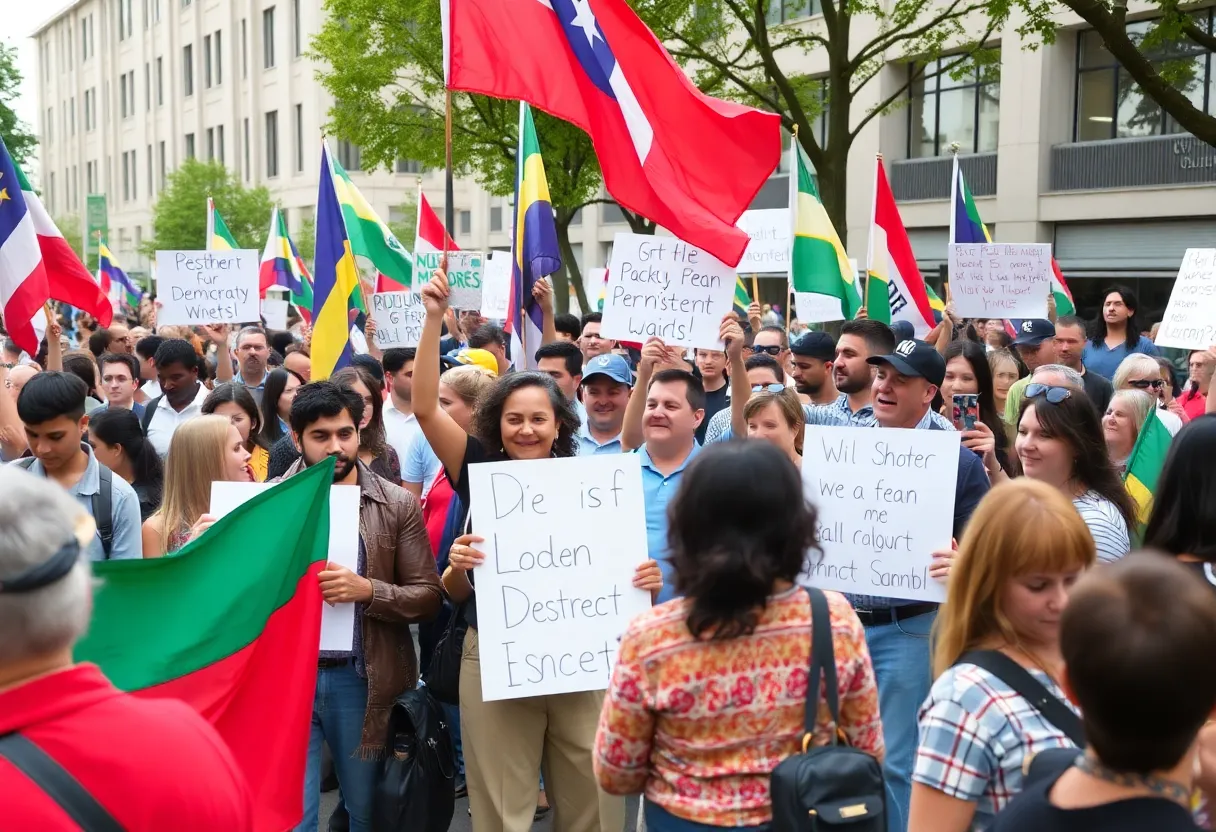Members of the Venezuelan community celebrating in San Antonio following the capture of Maduro.