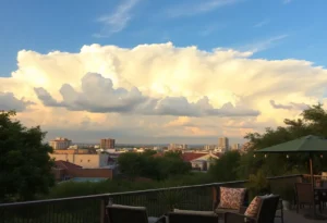 San Antonio skyline under a cool, cloudy sky signaling a change in weather.