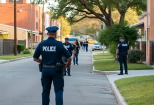 A neighborhood scene in San Antonio, illustrating community support and safety efforts.