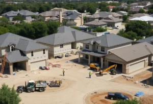 Residential construction site with new homes in San Antonio