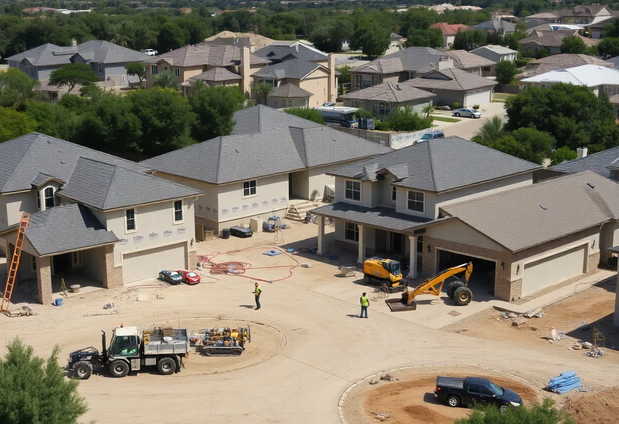Residential construction site with new homes in San Antonio