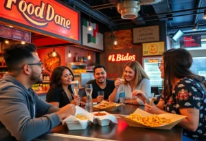 A lively food scene in San Antonio highlighting local restaurants and influencers.