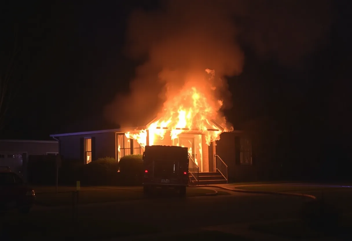 Firefighters combat a house fire in San Antonio