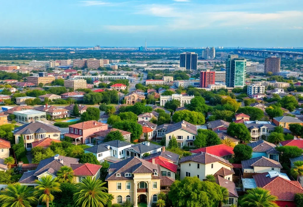 View of San Antonio skyline and residential areas