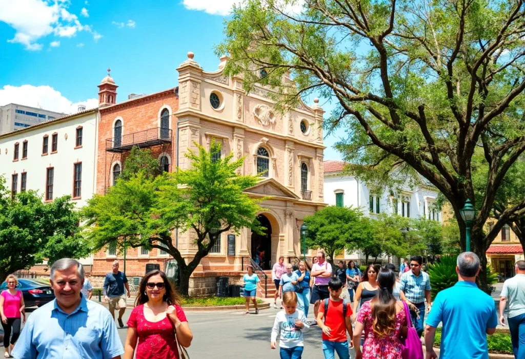 A scenic view of San Antonio highlighting its cultural landmarks and community spaces.