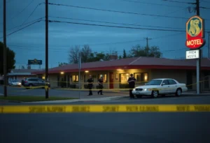 Police investigating a shooting scene at a motel in San Antonio