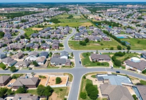 Aerial view of a new housing development in San Antonio, Texas.