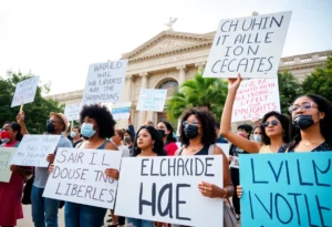 Protesters at the No Kings protest in San Antonio City Hall